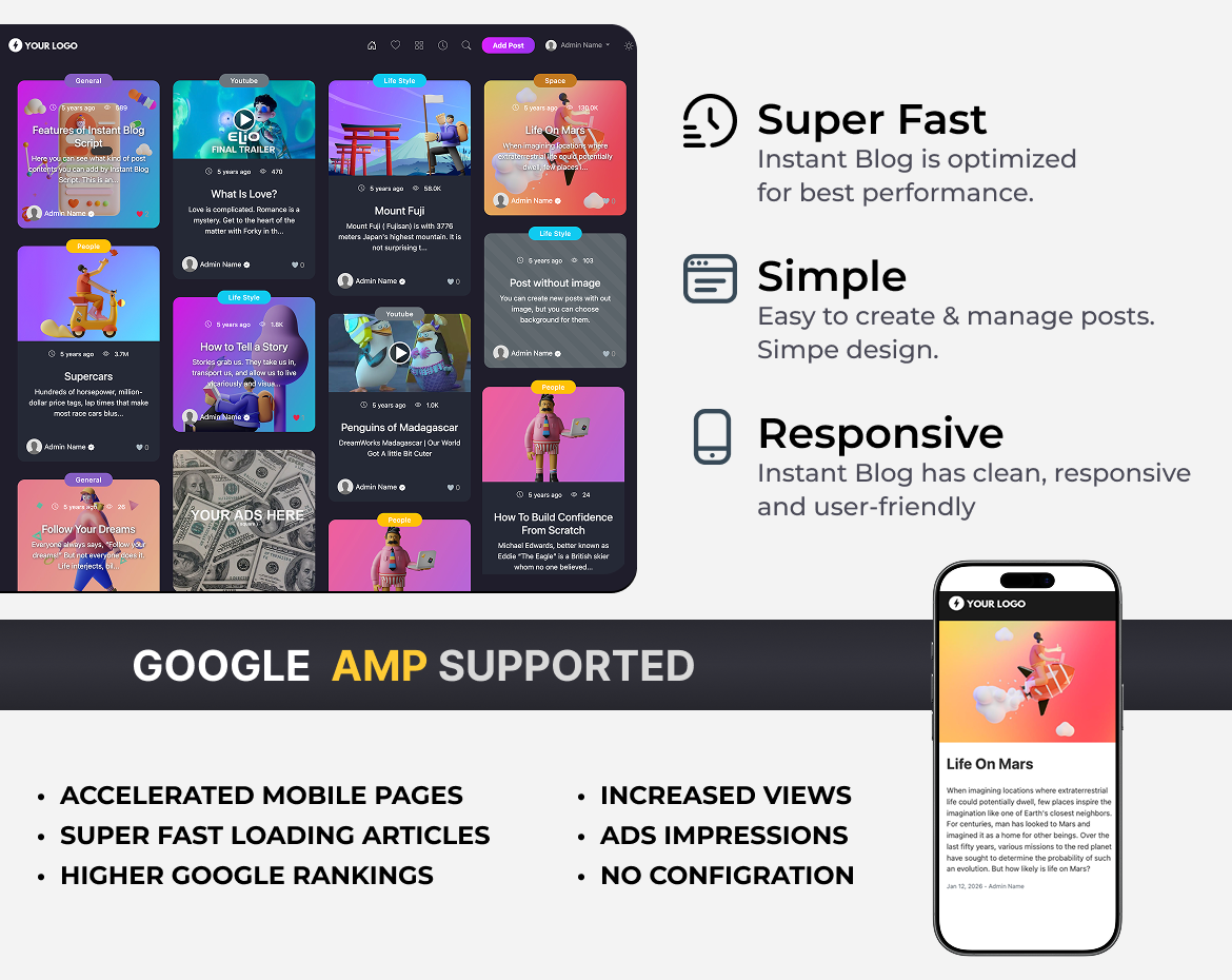 Instant Blog - Fast & Simple Blog Php Script - 4
